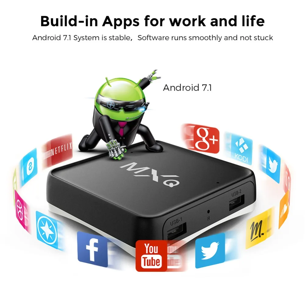 TV Box S905W Quad-Core MXQ PRO Google Play TV Box 4K HD 2G 16G Android 7.1Voice Control video Speaker 2.4G WiFi BT Smart tv box