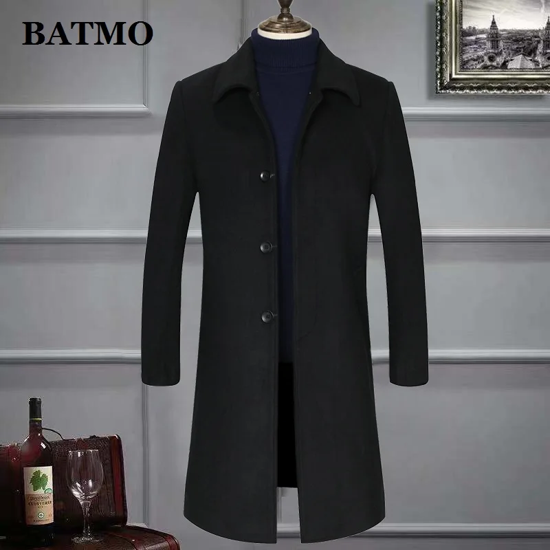Batmo Новое поступление, зимняя высококачественная шерстяная Повседневная Длинная Мужская куртка, Мужская зимняя теплая куртка, большие размеры M-4XL 1882 - Цвет: khaki