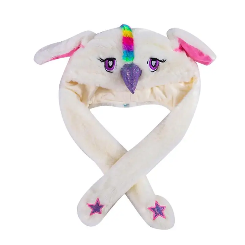 Забавный плюшевый кролик с ушами шляпа подушка безопасности игрушка шляпа зажимать вверх вниз движущиеся уши светящиеся игрушки для игр аксессуары для косплея детский подарок - Цвет: M