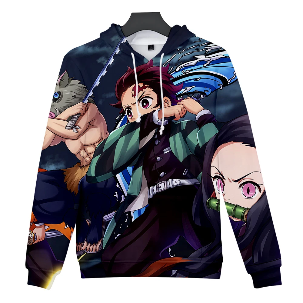 3D Demon Slayer Kimetsu no Yaiba Hoodies Men Women Sweatshirts Demon Slayer Hoodie Men's Hooded Black White Checkered Pattern