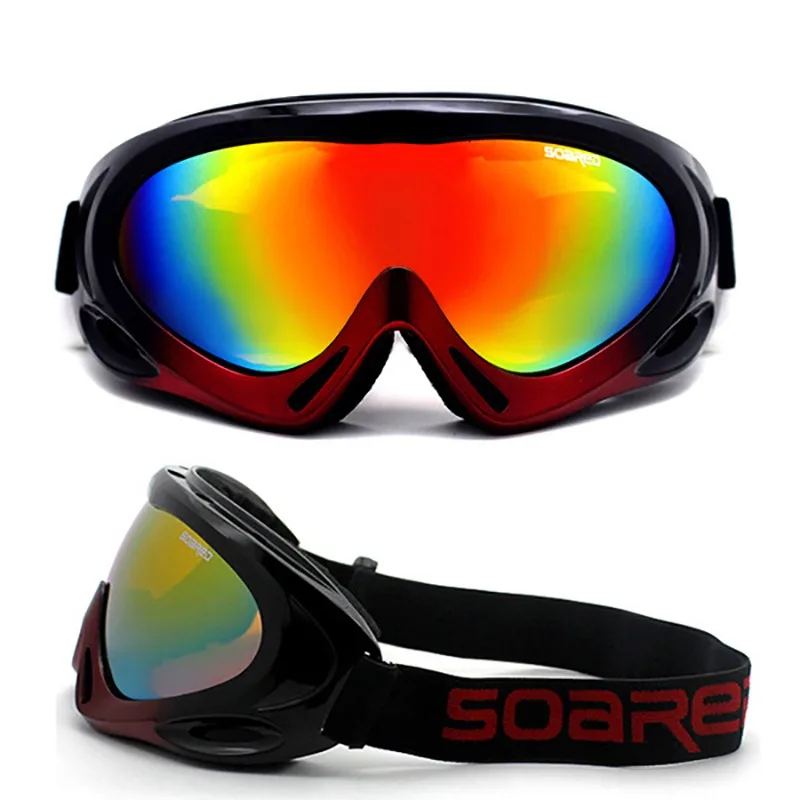 new Winter Skiing Goggles Snow Sports Snowboard Anti-fog Snowmobile Windproof Dustproof Glasses Skate Ski Eyewear - Цвет: Черный