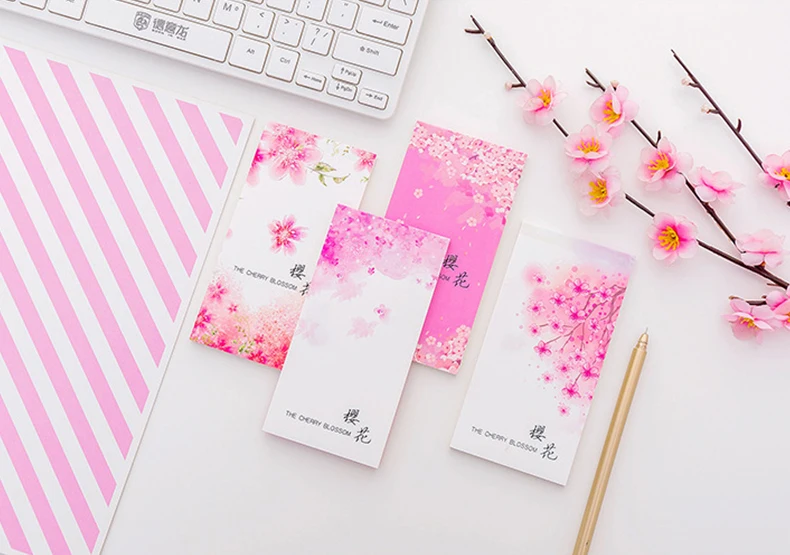 Корейский Сакура вишня блокноты липкие заметки милые Kawai проверить Flashcard Memopad исследование Bts аксессуар блок линия список сделать