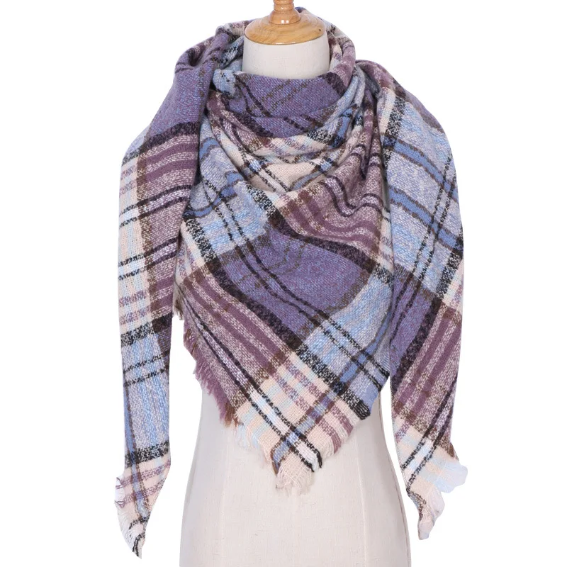 2019 new designer brand women cashmere scarf triangle winter scarves lady shawls and wraps knit blanket neck striped foulard (26)