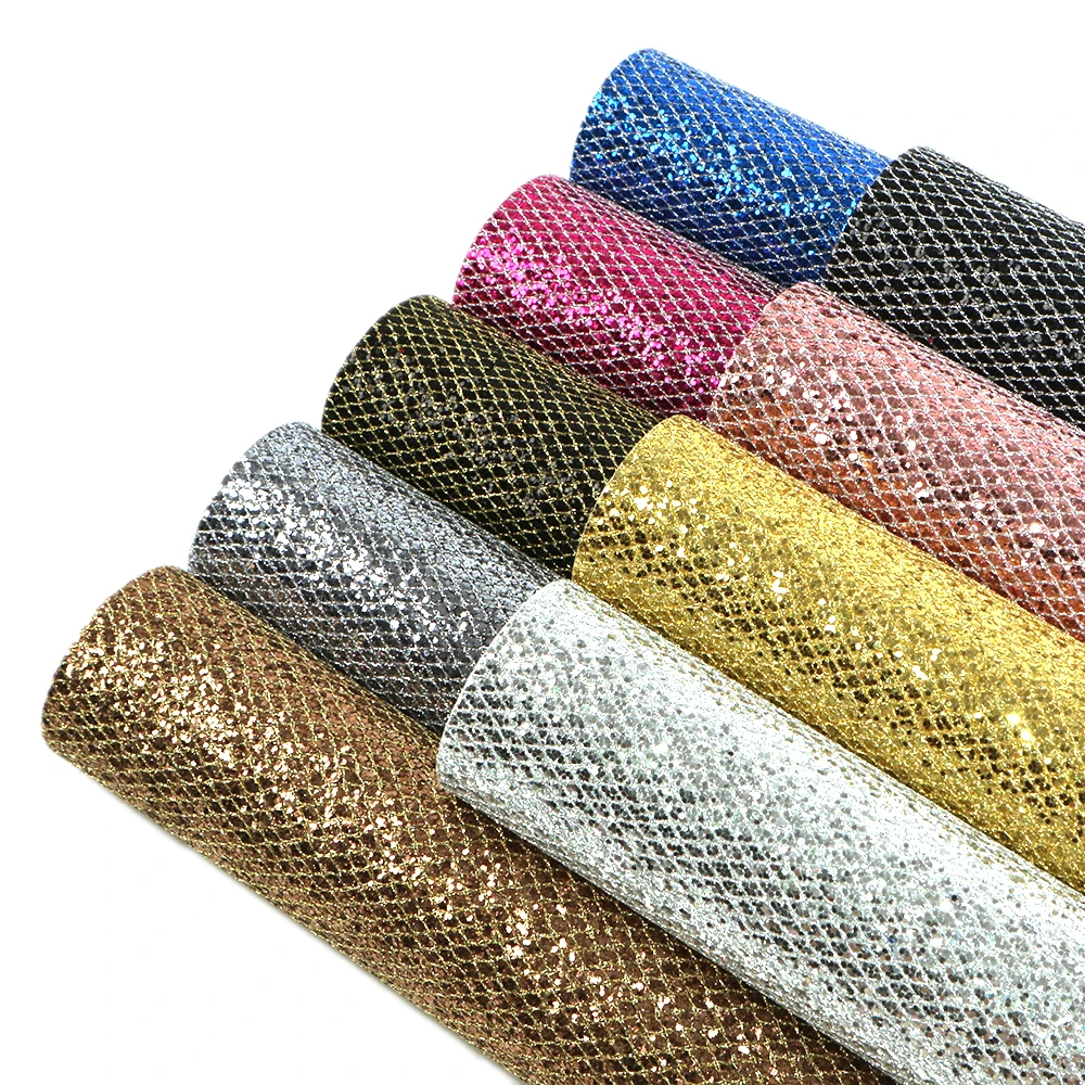 David accessories 9color/pack 20*34cm Glitter Faux Synthetic Leather Fabric,DIY Sewing Garment Knot Bow Bag Shoes,1Yc5438