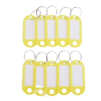 

Yellow portable plastic key fob key tag ID labels 10 pieces