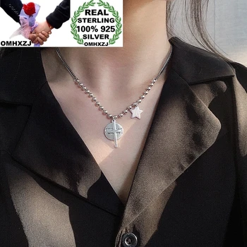 

OMHXZJ Wholesale HA62 European Fashion Woman Girl Birthday Party Gift Cross Star Round 100% 925 Sterling Silver Pendant Necklace