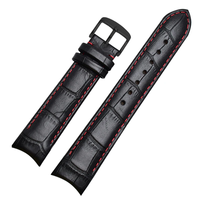 Genuine Leather Bracelet Curved End Watch Strap - Premium Adjustable Band