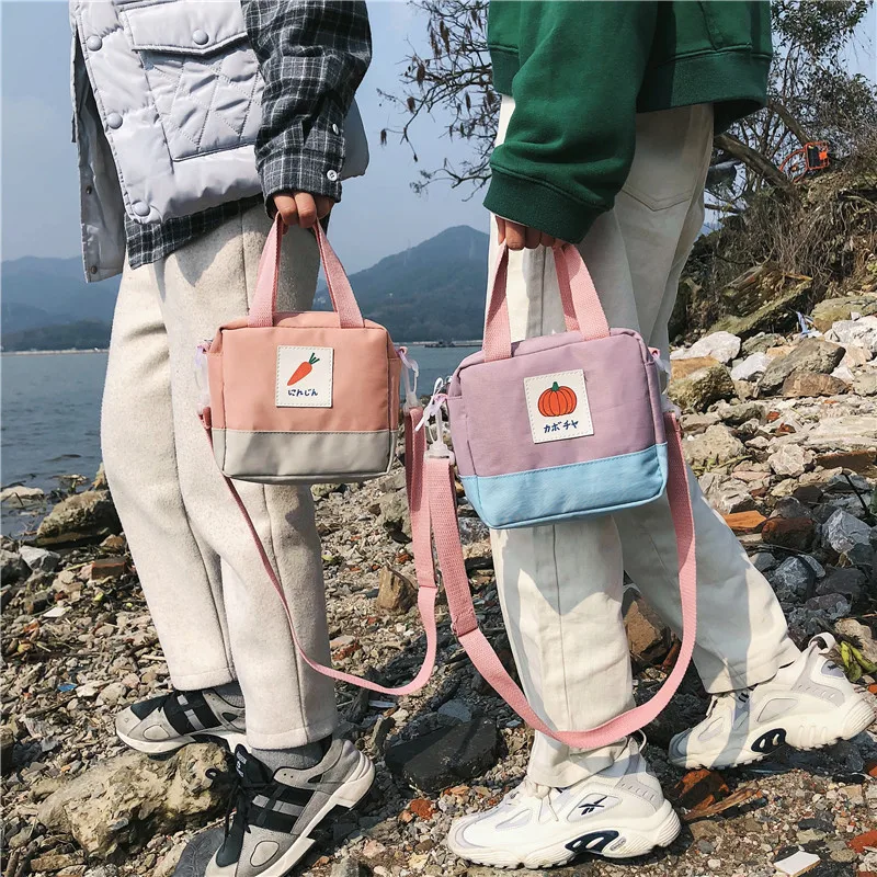 

2018 New Style Korean Style Hipster Contrast Color Hand Children Size Child Hand Shoulder Oblique Small Cloth Bag Women's