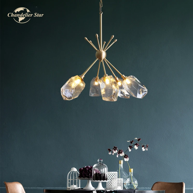 Luxury LED Chandeliers Lighting Modern Copper Crystal Flowers Pendant Hanging Lamps Bedroom Living Room Lights Fixture | Лампы и