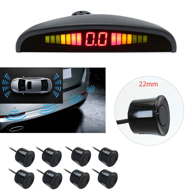 Автомобильный комплект светодиодных датчиков парковки, передний и задний светодиодный комплект дисплея с 8 датчиками s Buzzer-Radar system Kit Sound Alarm