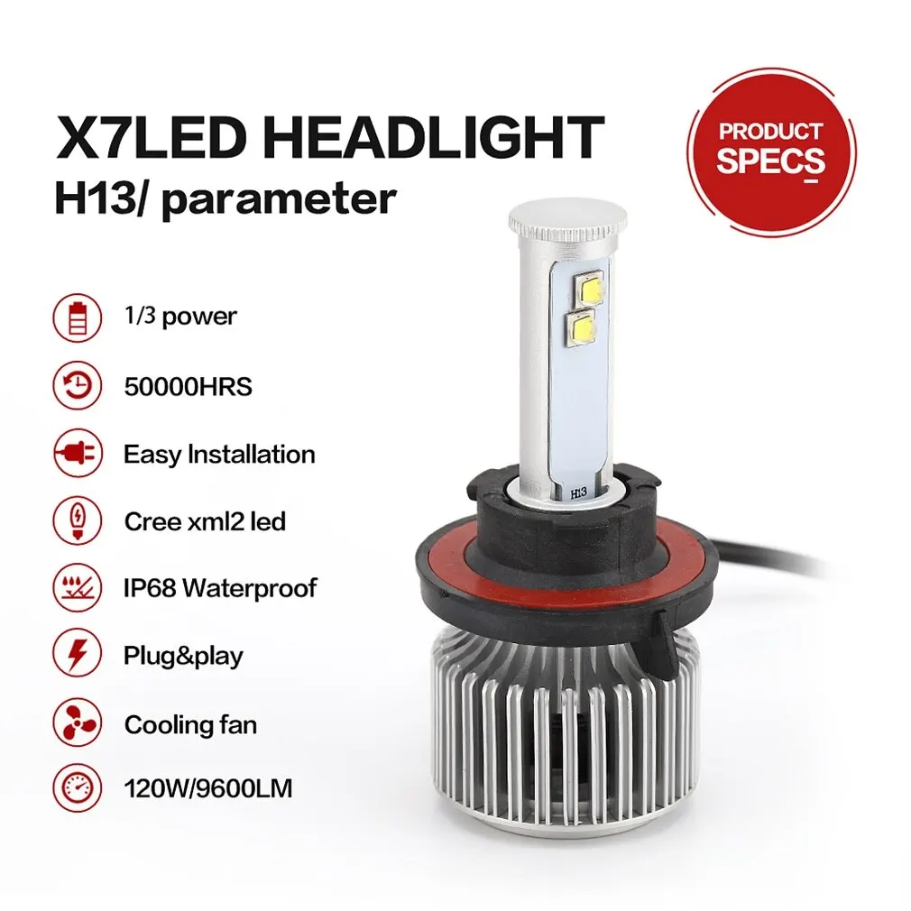 Для X7 светодиодный фары H13/ H4 6000K A|Передние LED-фары для авто| |