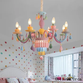 

European Creative Colorful Crystal Chandelier Girl's Bedroom, Children's Room, Princess's Room, Cartoon Candy LED Chandelier
