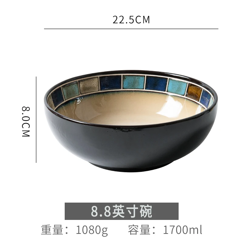 8.8 inch bowl Японский стиль чаша и комбинация пластин наборы керамической посуды лапша суп миска Западная еда стейк блюдо тарелки - Цвет: 8.8 inch bowl