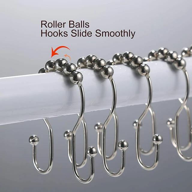 Shower Curtain Hooks Rings,rust-resistant Metal Double Glide