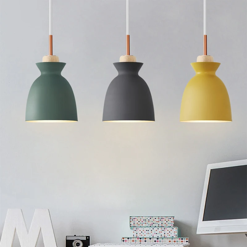 Mordern Pendant Lights Dining Room Hanglamp Nordic Wood Lamp Loft Colorful Industrial For Kitchen Living E27 | Освещение