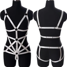 Комплект с ремнем для танцев на шесте, белый бюстгальтер с дырочками, подвязки для ног, фетиш, боди, бандаж, белье для танцев на шесте, готический стиль, клетка для тела