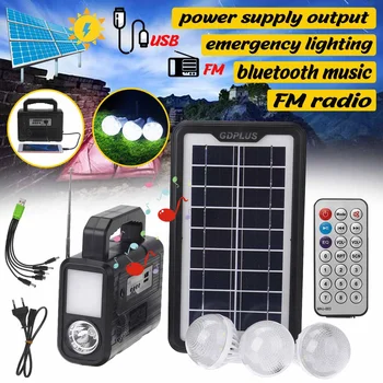

4500mAh Solar Generator Portable Outdoor Solar Power Panel LED Lighting System with Bluetooth Radio FM speaker Usb TF card port