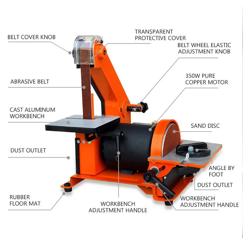 US $69.00 Table Belt Sander Metal GrindingPolisher Sanding Machine Woodworking Copper Motor Knife Grinder Chamfering Machine Random Color