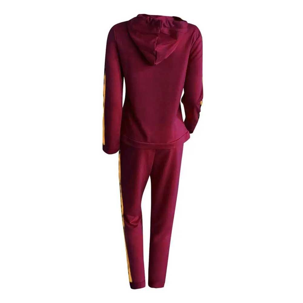 Fashion Women Casual Long Sleeve Pullover Sport Tops+Long Pants Couple 2pcs Running Set Winter gym clothes For Ladies