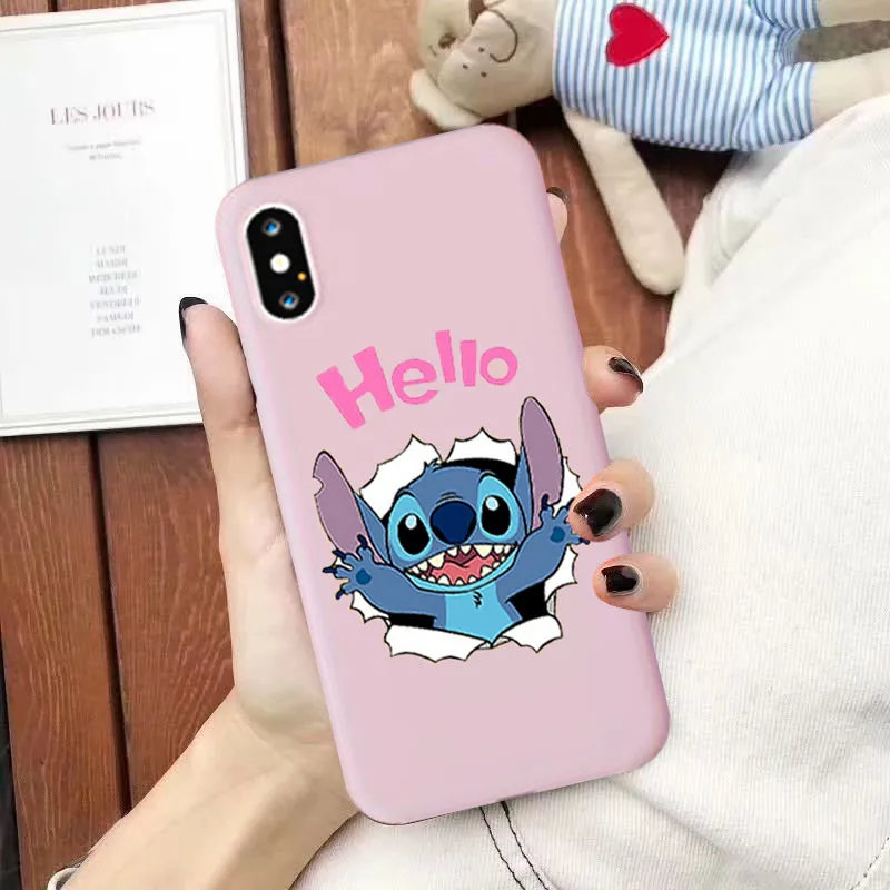 Милый чехол Lilo Stitch для IPhone X, XR, XS, MAX, 7, 8, 6, 6s Plus, мультфильм, Стич, матовый, Imd, мягкий силиконовый чехол для телефона, чехол для Iphone 11