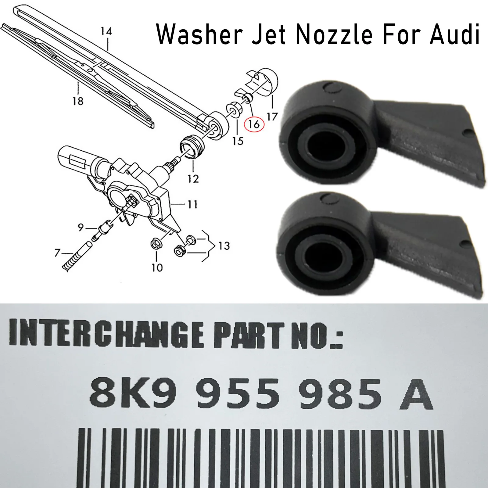 2pc Rear Windscreen Windshield Wiper Washer Jet Nozzle For Audi A1 A4