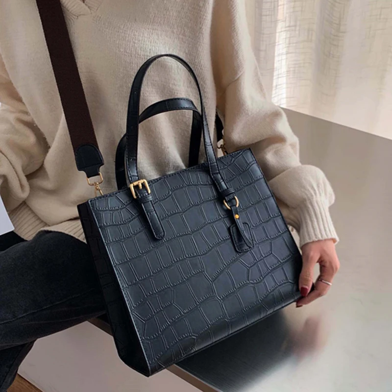 

Casual Stone Pattern Buckets Bag For Women Vintage Large Capacity Totes Designer Ladies Handbags Luxury Shoulder Crossbody Bag