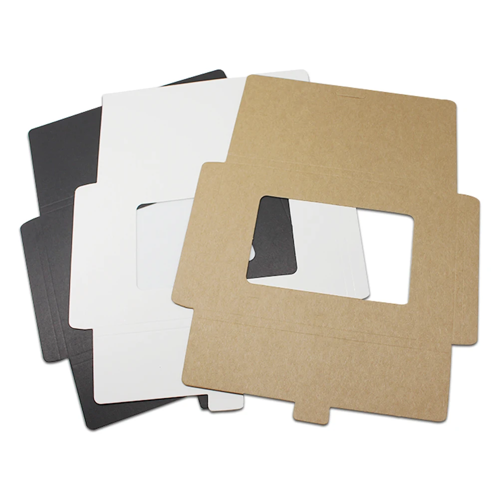 Wholesale 10.2*15.5*0.5cm Foldable Kraft Paper Postcard Box With Window For Photo Display Greeting 