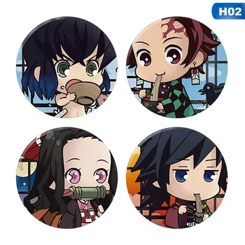 

1 Set Anime Demon Slayer: Kimetsu No Yaiba Kamado Tanjirou Cosplay Bedge Cartoon Collect Backpacks Bags Button Brooch