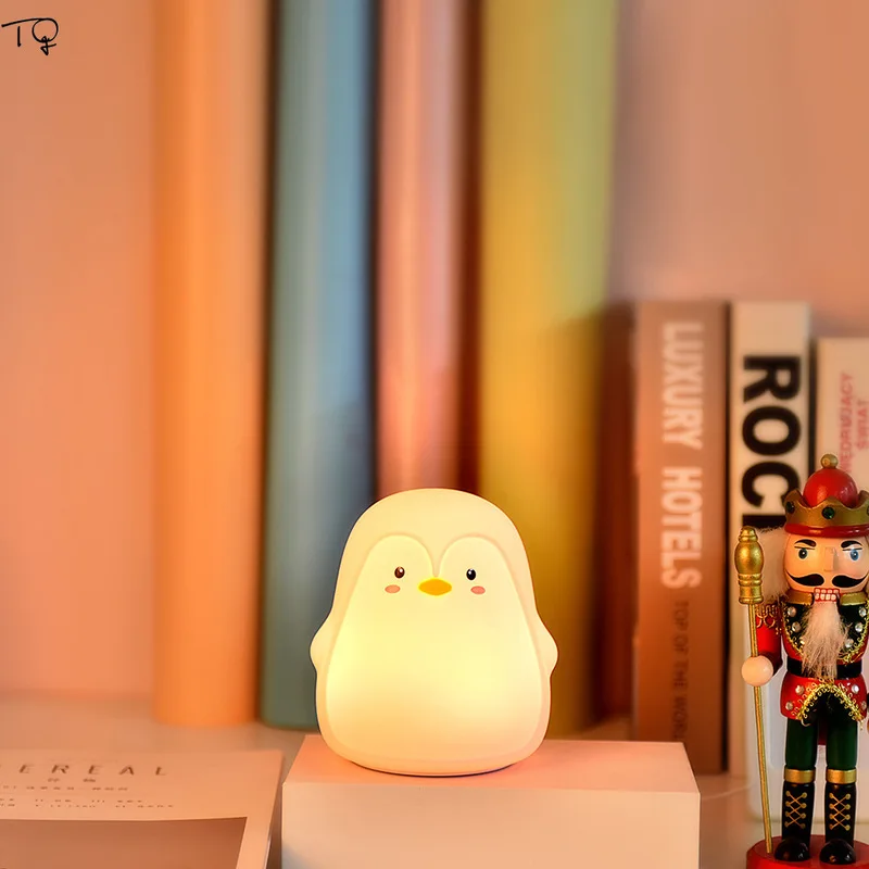 Милый пингвин из силикона ночной Светильник СВЕТОДИОДНЫЙ Pat переключатель подарок на день рождения защита глаз прикроватная Спальня уход за младенцем USB перезаряжаемая батарея