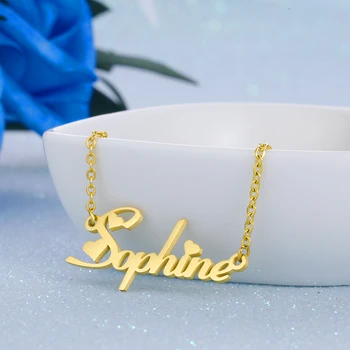 

Personalized Custom Gold Rose Sliver Name Neckalce Stainless Steel Handmade Customized Most of Font Jewelry for Women Men