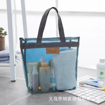 

Summer Beach Mesh travel organizer Wash Bag Cool Simple Cosmetic Bag Large capacity Storage Bag Make Up Bag Handbag