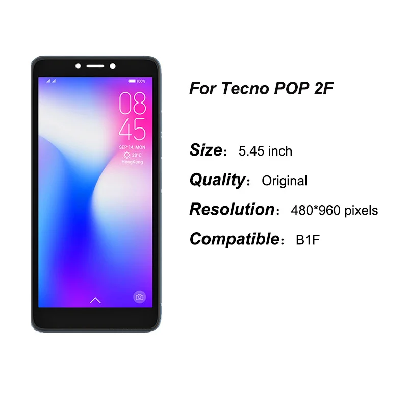 Inci untuk Tecno Pop 2F B1F Tampilan Layar Sentuh Perakitan