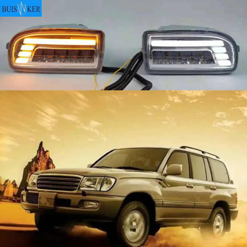

2 шт Автомобильный светодиодный для Toyota Land Cruiser Fj100 1998-2007 противотуманной фары крышка DRL Габаритные огни лампы для фар 12V дневной свет
