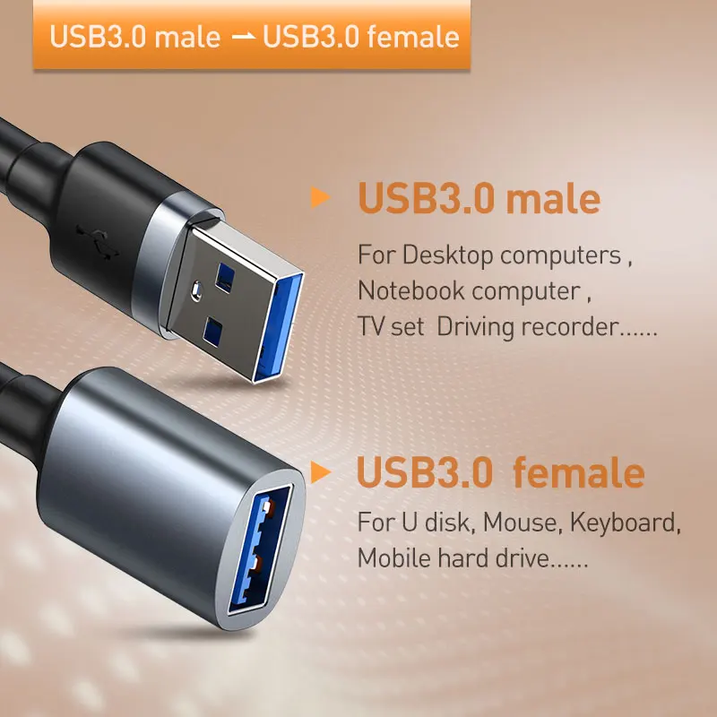 Baseus USB кабель-удлинитель типа А для мужчин и женщин удлинитель USB 3,0 кабель для Smart tv PS4 Xbox SSD 5 Гб US3.0 кабель для синхронизации данных