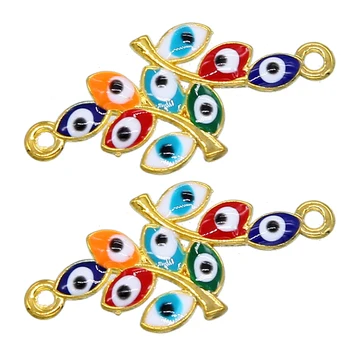 

wholesale 6pcs / lot evil eye beads double connector jewelry accessory suitable for diy evil eye anklet bracelet necklace pendan