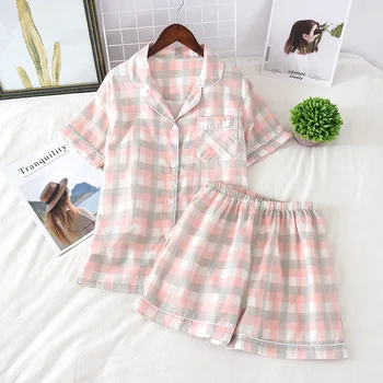 

Short-sleeved Shorts Pajamas Set Cotton Suit for Women Summer Conjunto Pijama Mujer Home Sleepwear Women's Pajamas with Shorts