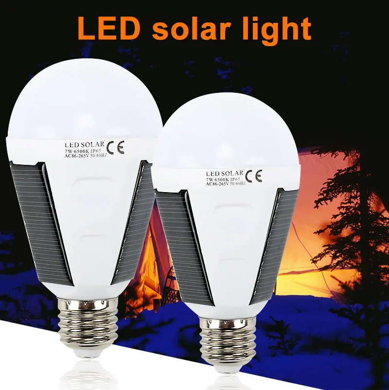 Bombilla de iluminación exterior impermeable, lámpara Solar recargable,  portátil, E27, Led, energía, acampada, 7W, 12W - AliExpress