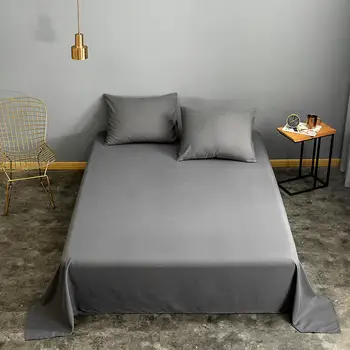 

Bonenjoy 1 piece Bed Linen Queen Size Dark Gray Solid Color Bed Textile Bedding Coverlet Flat Sheet For Adult (No Pillowcase)