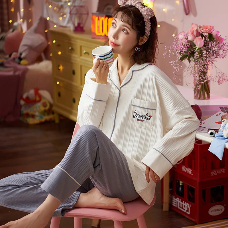 

Winter New Solid-color Women's Leisure Warm Spot Home Network Red Big Size Pajamas Two-piece Set. Loungewear Pajamas