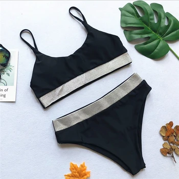 

Bikinis 2020 Mujer Triangle Swimsuit Female Biquinis Sequins Bikini Set Push Up Swimwear Women Bathing Suit New Swimming Suit