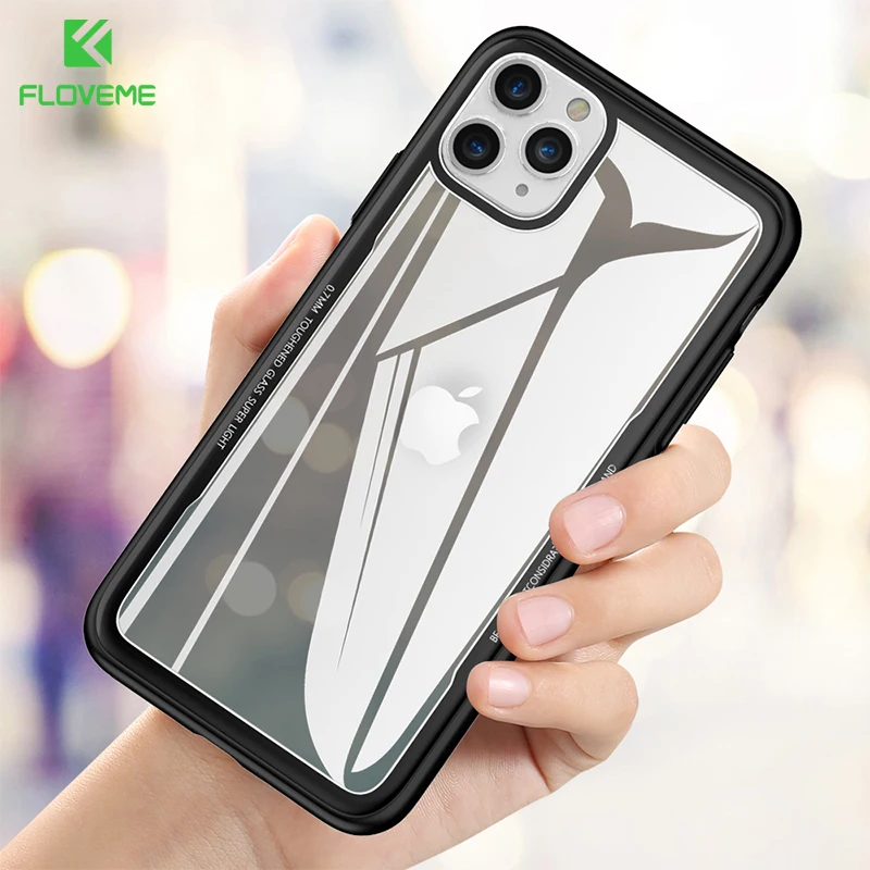 FLOVEME Tempered Glass Phone Case For iPhone 11 Pro Max XR XS 7 8 Transparent Cases MAX X 6 6S Plus Back Cover |