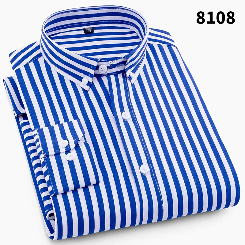 

Men Shirts Long Sleeve Smart Casual Shirts Business Men Shirt Stripes Dress Shirt