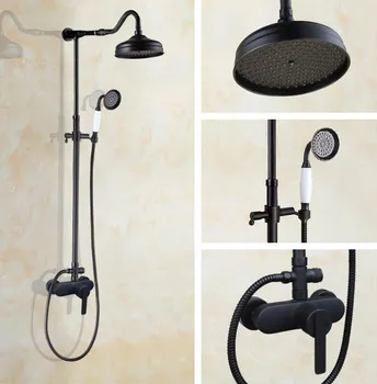 

Bathroom 8" Rainfall Shower Mixer Faucet Single Handle Set Oil Rubbed Bronze Showerhead Shower Faucet System zhg655