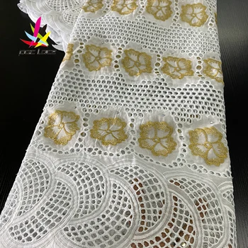 

Wholesale Nigerian Cotton Voile Dry Lace High Quality Hollow Out African Fabrics Swiss Voile Lace Colorful Cotton