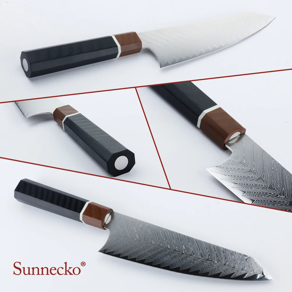 SUNNECKO профессиональный 8 ''поварской нож дамасская сталь японский VG10 лезвие кухонные ножи G10 Ручка Дамасская мясная резка фруктов инструмент