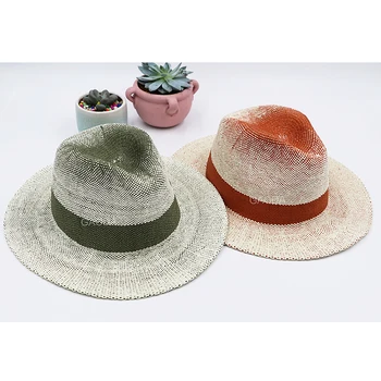 

Straw Fedora Panama Hat Summer Beach UPF Sun Protection with Brim Fedora Beach Colorful Fishing
