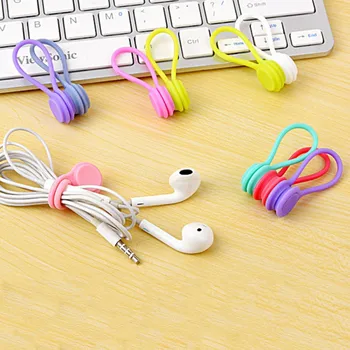 

3-piece Soft Silicone Cable Organizer Headset Magnetic Cable Winder Cable Storage Clips Data Cable 9 Colors Office