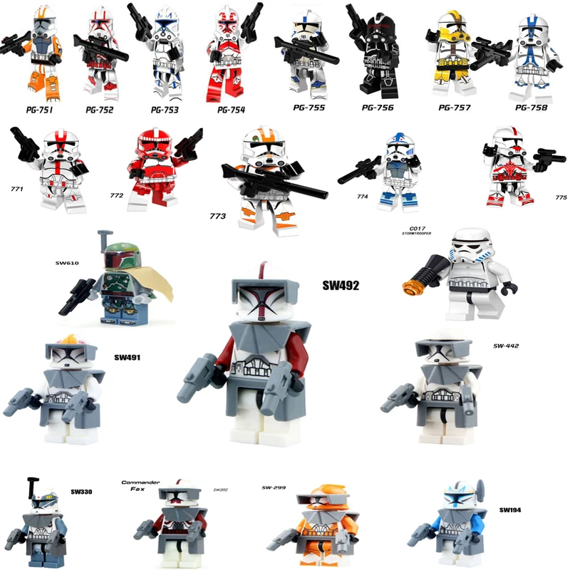 

Single Clone Trooper Action Figures Star Wars Battle Droid Clone Soldiers Storm-trooper Commander Building Blocks Legoedlys Toys