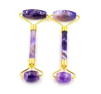 

KCONYD Factory Wholesale Natural Jade Face Roller-Amethyst 02-Straight hand-Zinc alloy stents
