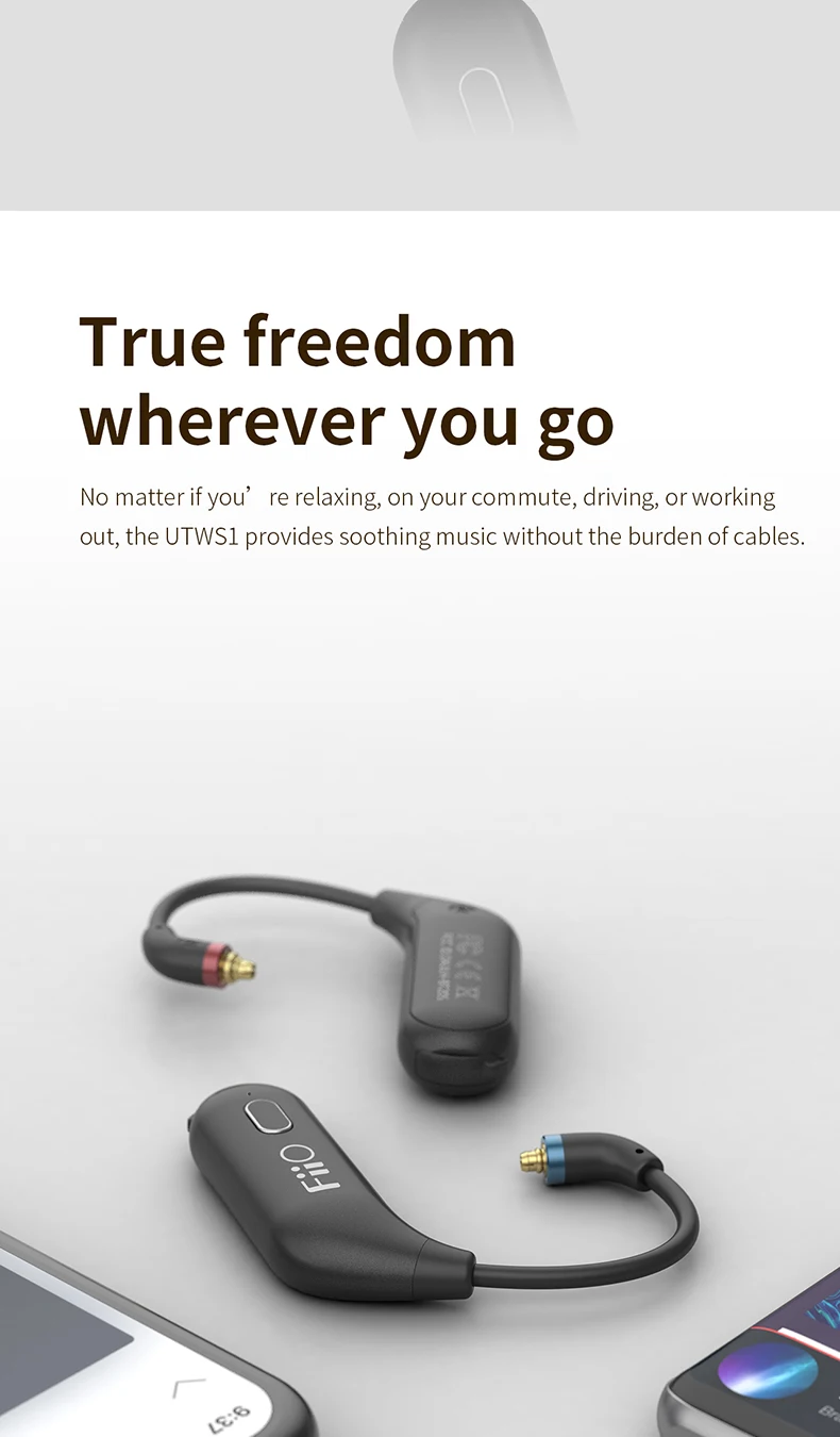 FiiO UTWS1 Bluetooth V5.0 aptX/tws+ крючок для наушников-вкладышей MMCX/0,78 мм модуль Bluetooth с поддержкой микрофона/8 h для Shure/FiiO/Westone